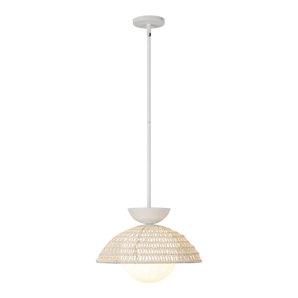 ALORA MOOD Lighting PD490114WHOP Pendant Light Fixture, UL Damp Rated, White/Opal Glass