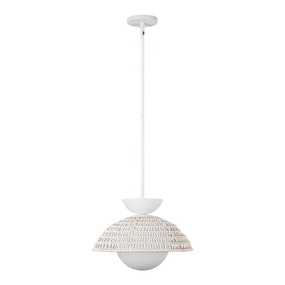 ALORA MOOD Lighting PD490114WHOP Pendant Light Fixture, UL Damp Rated, White/Opal Glass