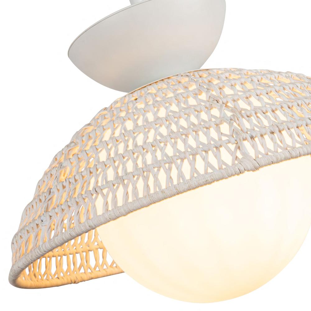 ALORA MOOD Lighting PD490114WHOP Pendant Light Fixture, UL Damp Rated, White/Opal Glass