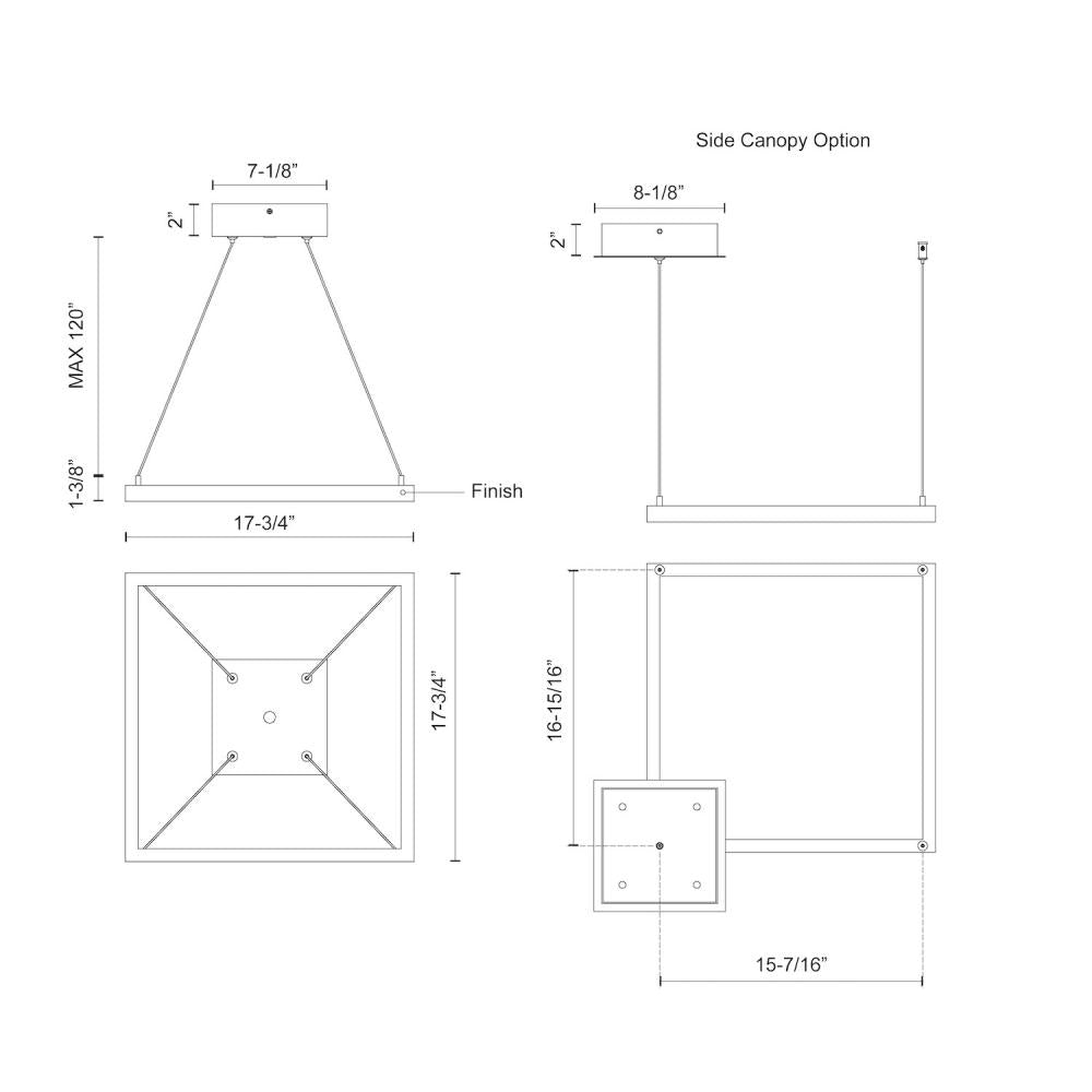 Kuzco Piazza PD88118-WH Pendant, 18-in, LED, White
