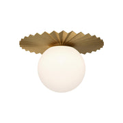 ALORA MOOD Lighting FM501214BGOP Plume 14-in Flush Mount Fixture, UL Damp Rated, Brushed Gold/Opal Matte Glass