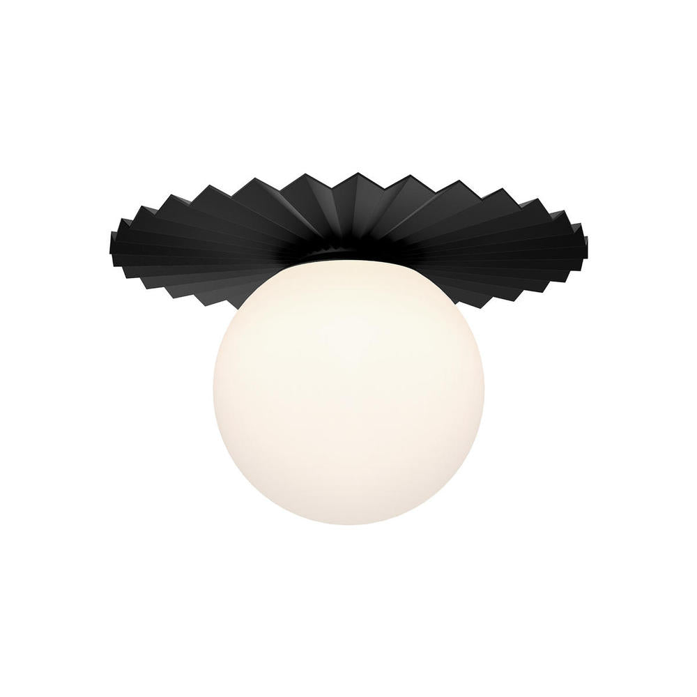 Alora Mood Plume FM501214MBOP Flush Mount, UL Damp Rated, Matte Black/Opal Matte Glass