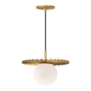 ALORA MOOD Lighting PD501212BGOP Pendant Light Fixture, UL Damp Rated, Brushed Gold/Opal Matte Glass