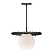 ALORA MOOD Lighting PD501214MBOP Pendant Light Fixture, 14-in, Matte Black/Opal Matte Glass