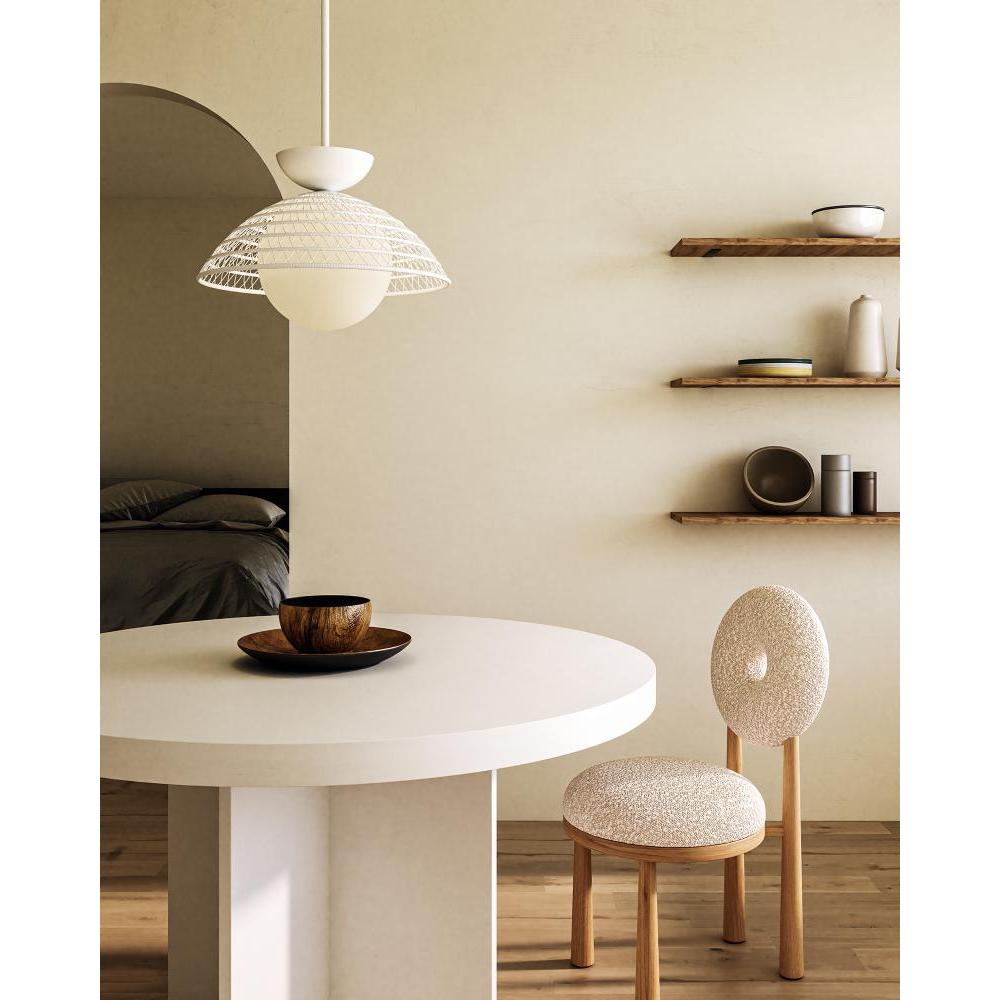 ALORA MOOD Lighting PD490114WHOP Pendant Light Fixture, UL Damp Rated, White/Opal Glass