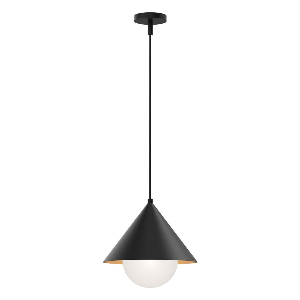 ALORA MOOD Lighting PD485214MBOP Pendant, Japanese Design, Matte Black/Opal Glass