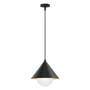 ALORA MOOD Lighting PD485214MBOP Pendant, Japanese Design, Matte Black/Opal Glass