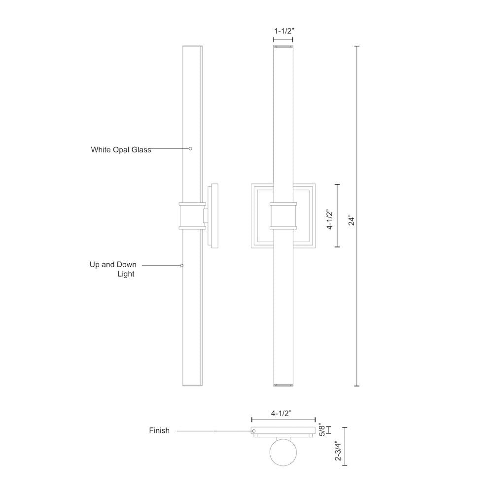 Kuzco Rona VL17024-BN Vanity Light Fixture, UL Damp Rated, Brushed Nickel