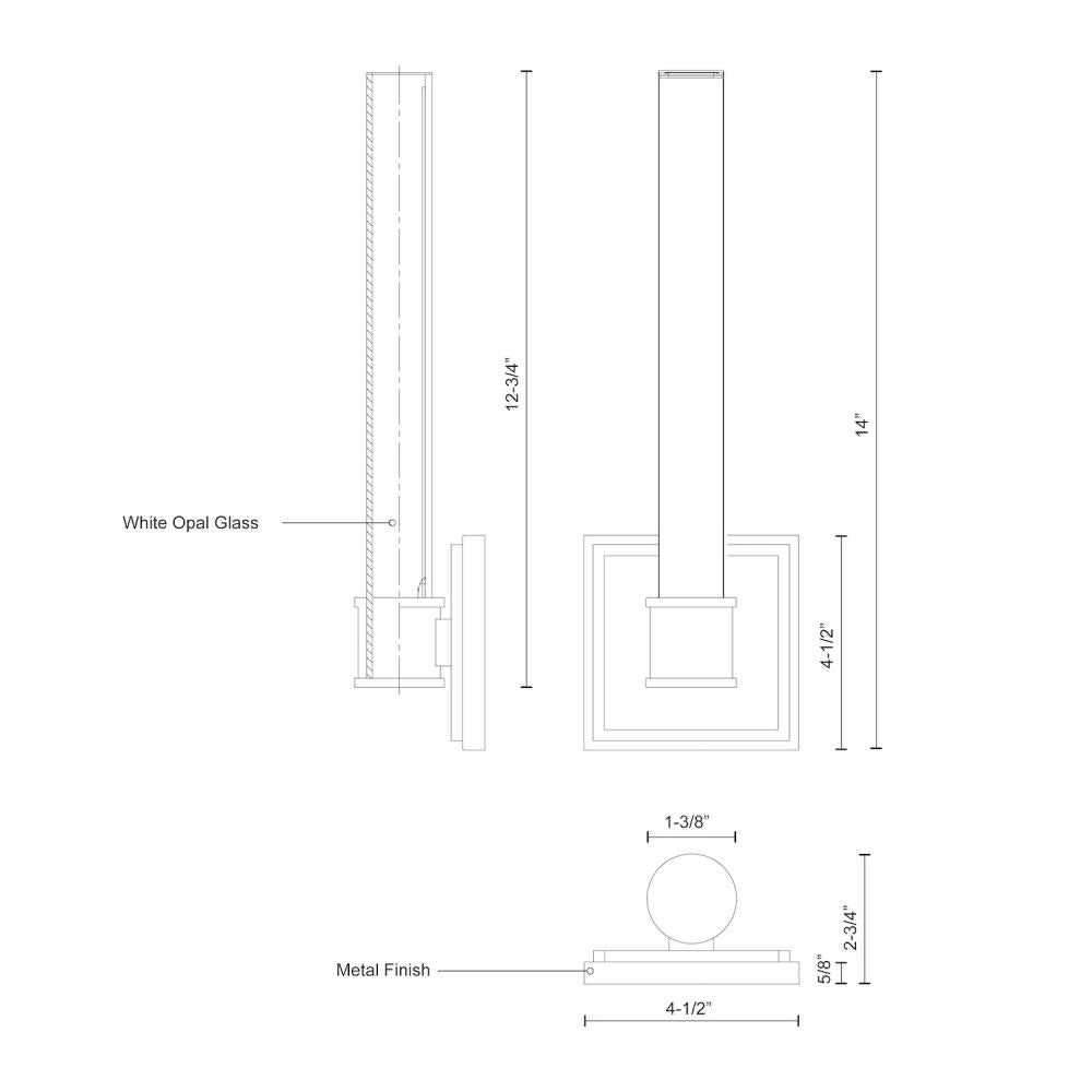 Kuzco Rona WS17014-BK Wall Sconce, UL Damp Rated, Black