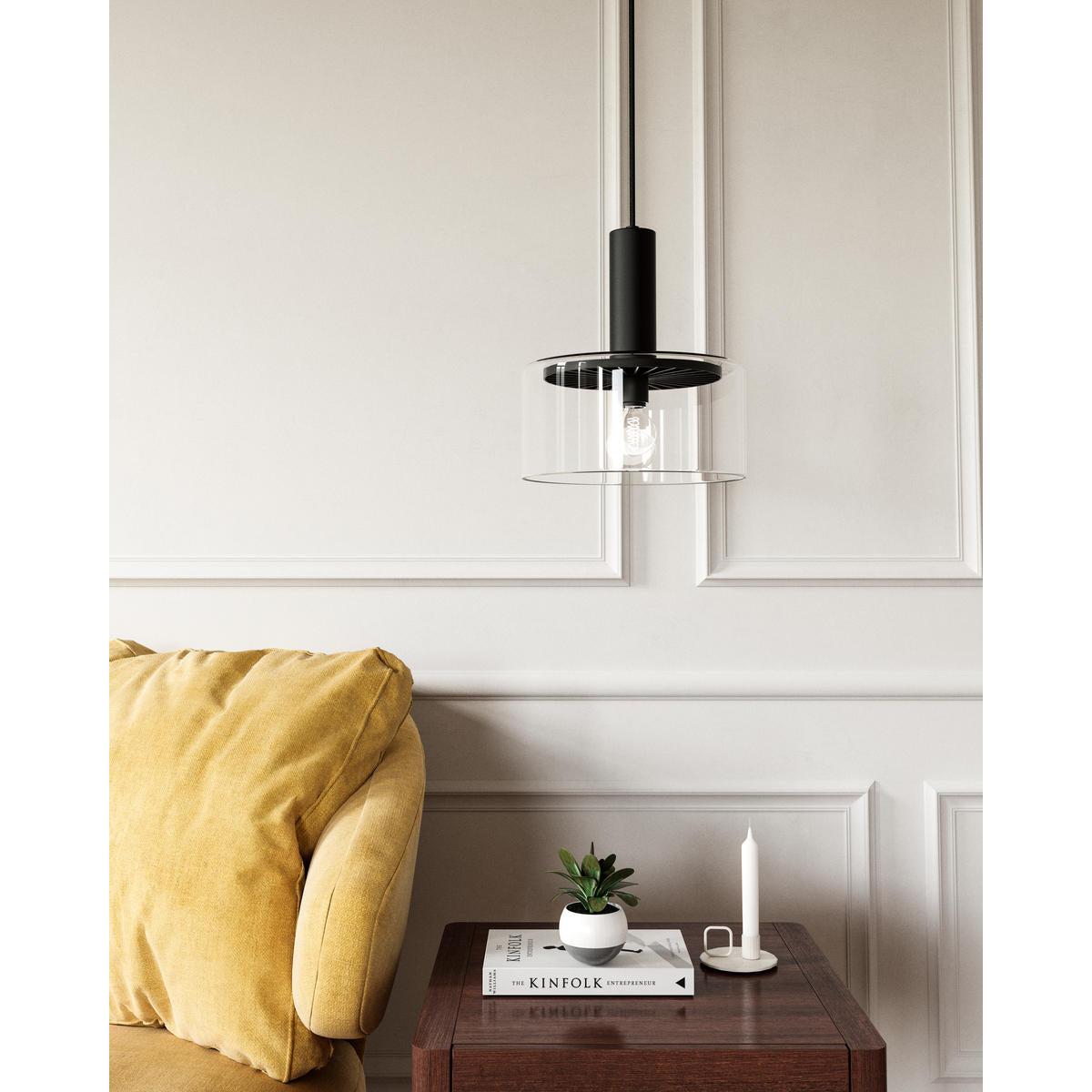 ALORA MOOD Lighting PD535010MBCL Pendant Light Fixture, 1 Light, Clear Glass/Matte Black