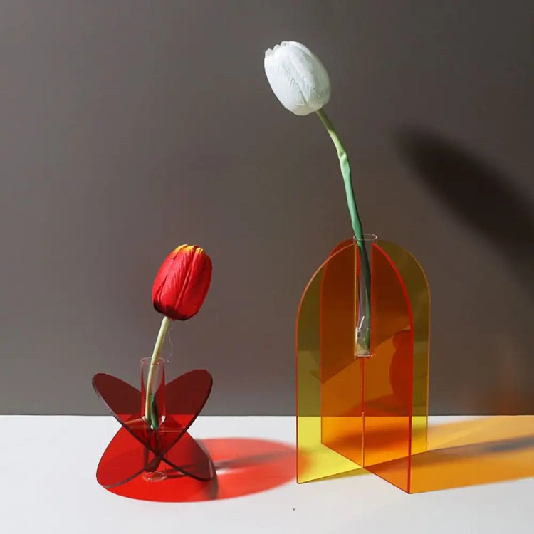 Geometric Acrylic Flower Vase Rainbow Modern Art | Aurelia