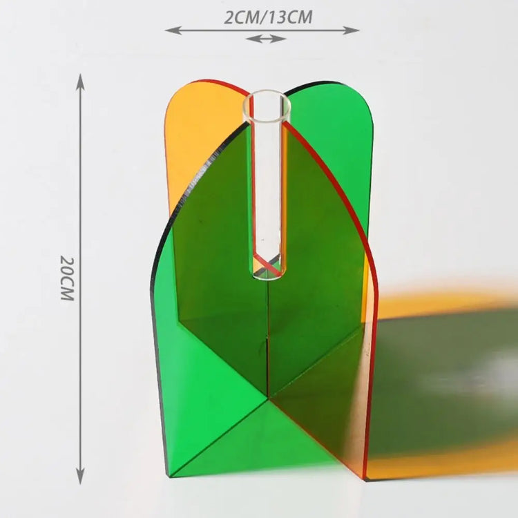 Geometric Acrylic Flower Vase Rainbow Modern Art | Aurelia