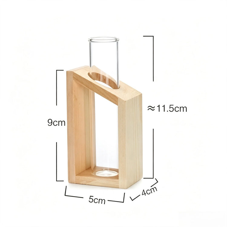 Test Tube Hydroponic Vase Wooden Stand Desktop | Aurelia