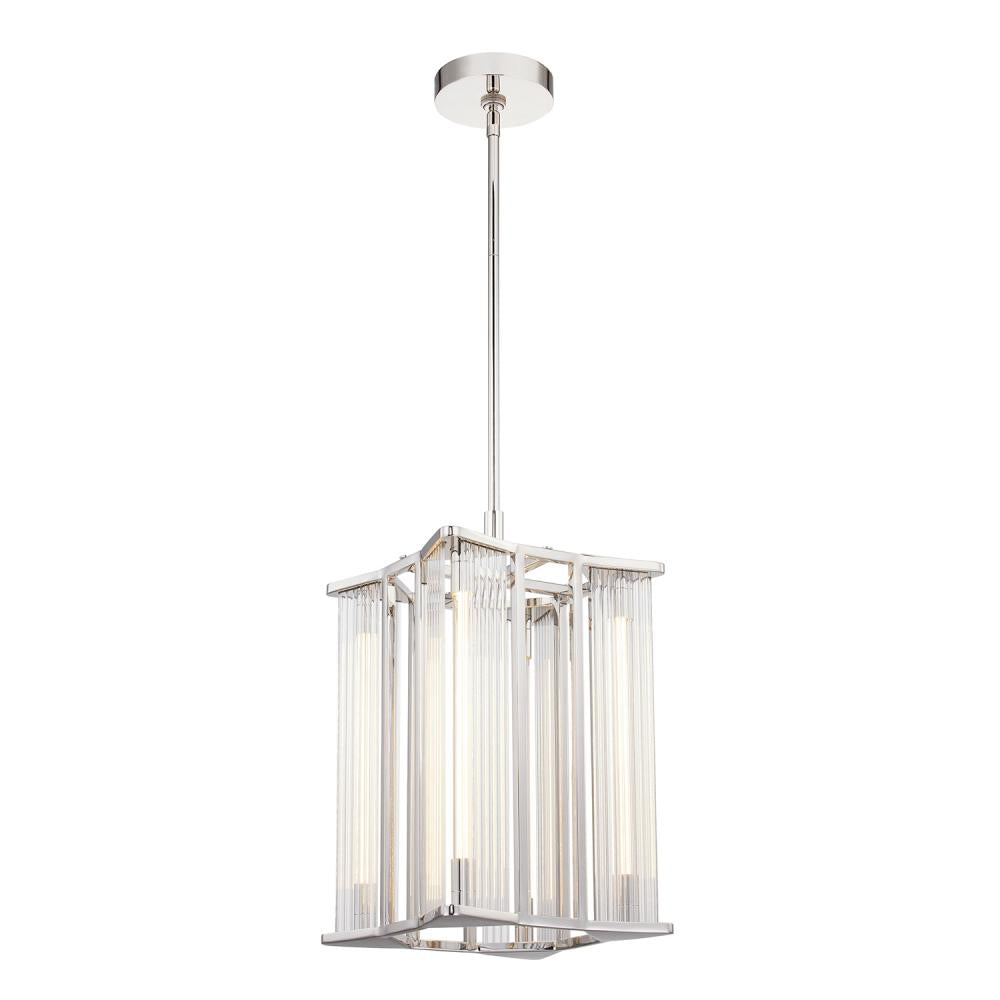 ALORA Lighting PD339415PNCR Pendant, UL Damp Rated, Polished Nickel/Ribbed Glass