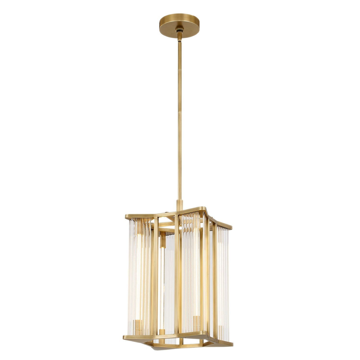 ALORA Lighting PD339415VBCR-UNV Sabre 11-in Ribbed Glass Vintage Brass LED Pendant, Ribbed Glass/Vintage Brass