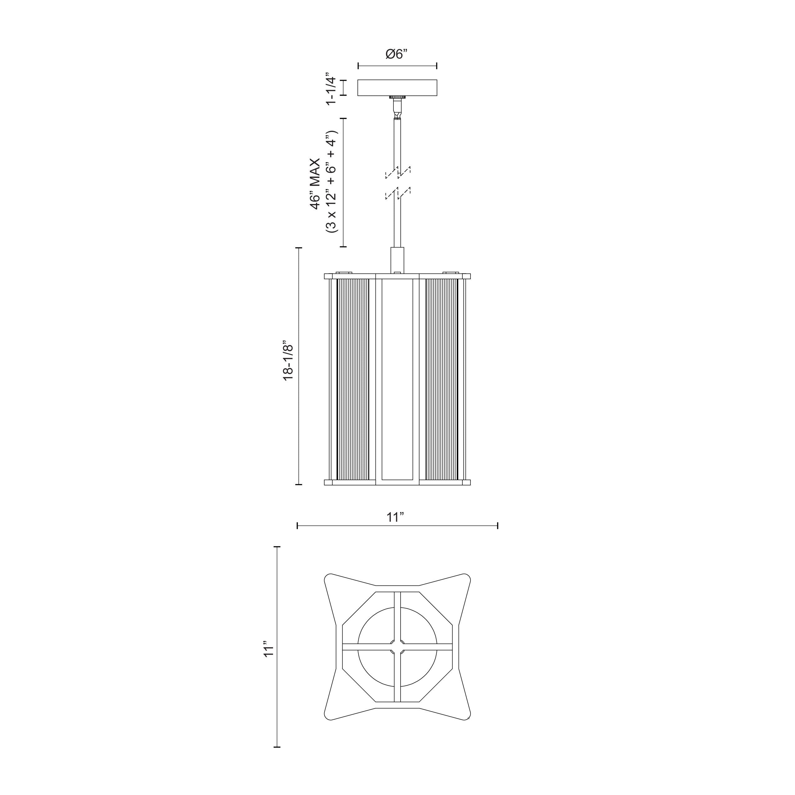 ALORA Lighting PD339415PNCR-UNV Pendant, LED, Modern, Polished Nickel/Ribbed Glass