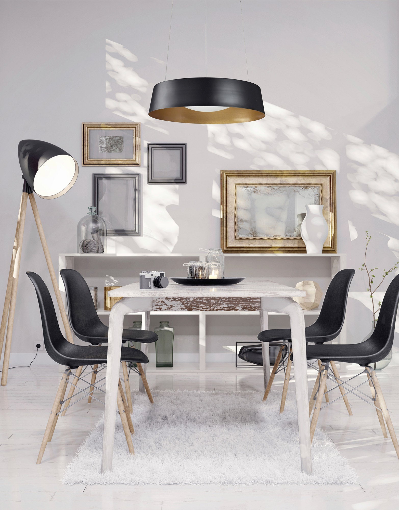 Kuzco Lighting 401207-LED Sampson 16-in Pendant Light Fixture, UL Damp Rated, Black