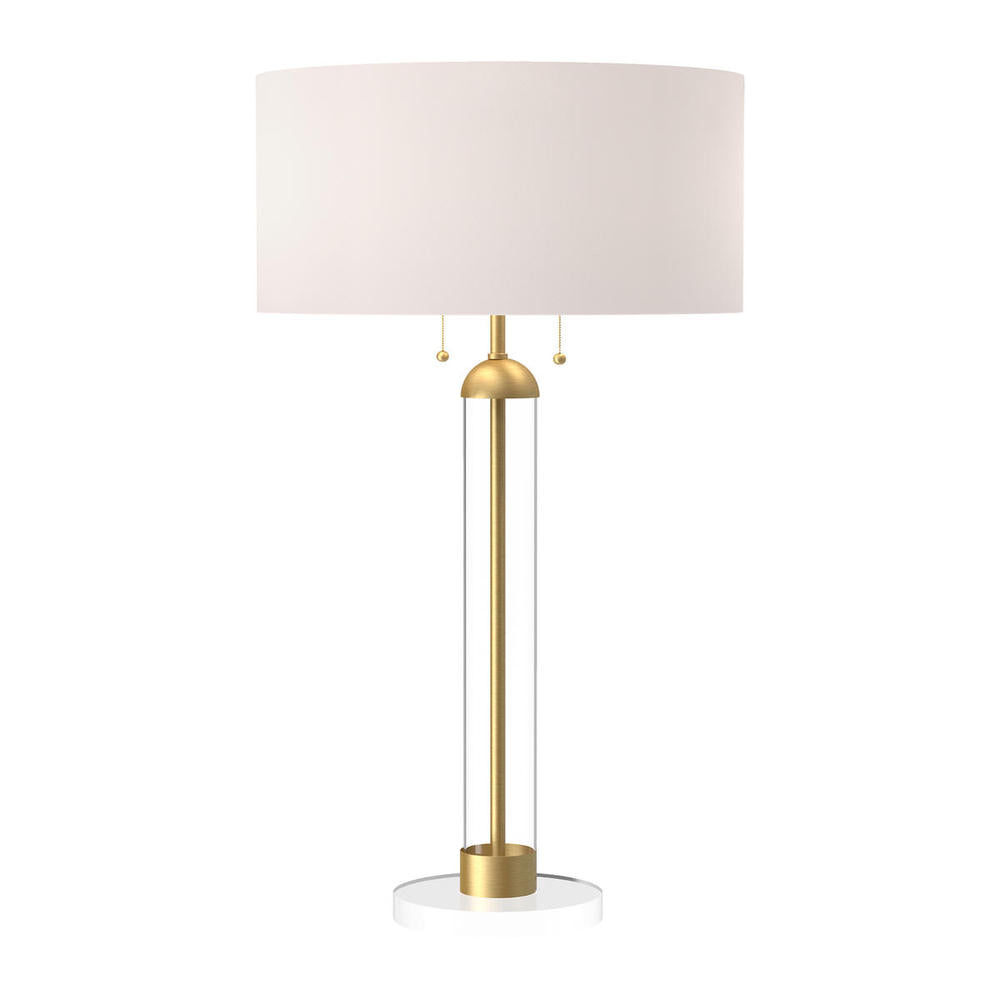 ALORA MOOD Lighting TL567218BGWL Table Lamp, 2 Lights, Brushed Gold/White Linen