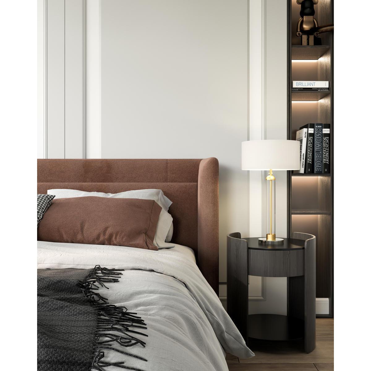 ALORA MOOD Lighting TL567218BGWL Table Lamp, 2 Lights, Brushed Gold/White Linen