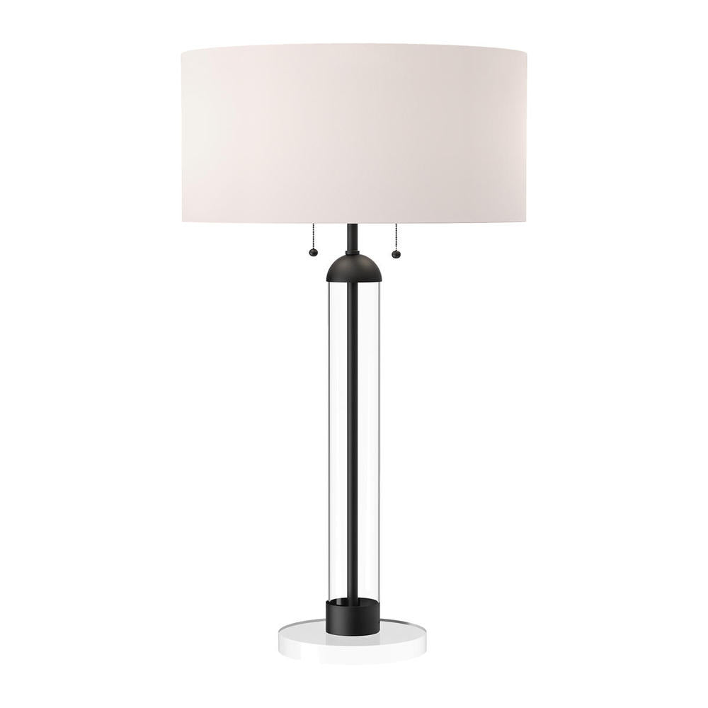 Alora Mood TL567218MBWL Table Lamp, Classic Elegance, Matte Black/White Linen