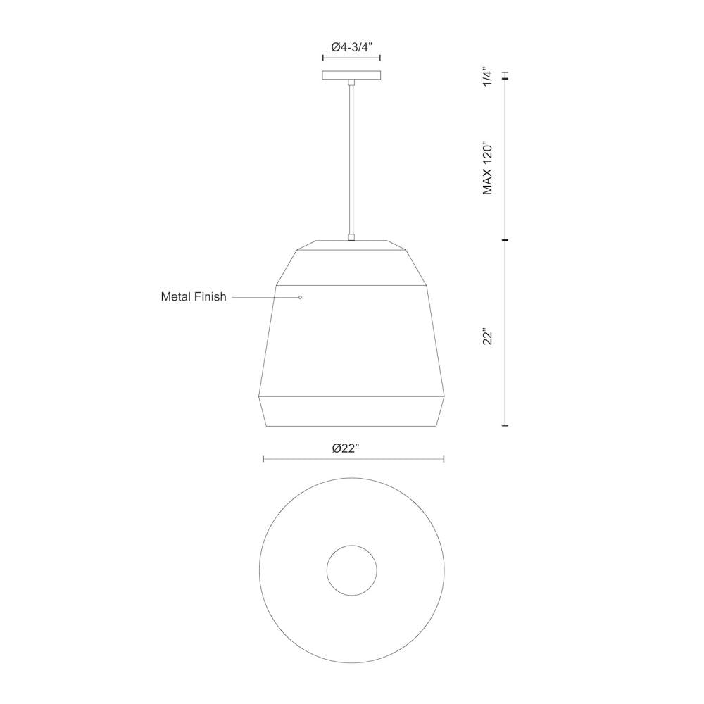 Kuzco Lighting 492122-BK Pendant, 1 Light, Black