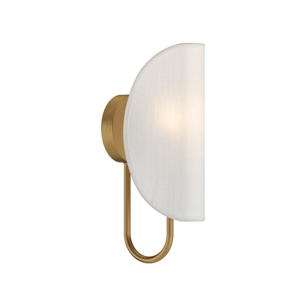 ALORA MOOD Lighting Seno WV450706AGCW Wall/Vanity Light Fixture, UL Damp Rated, Aged Gold/White Cotton Fabric