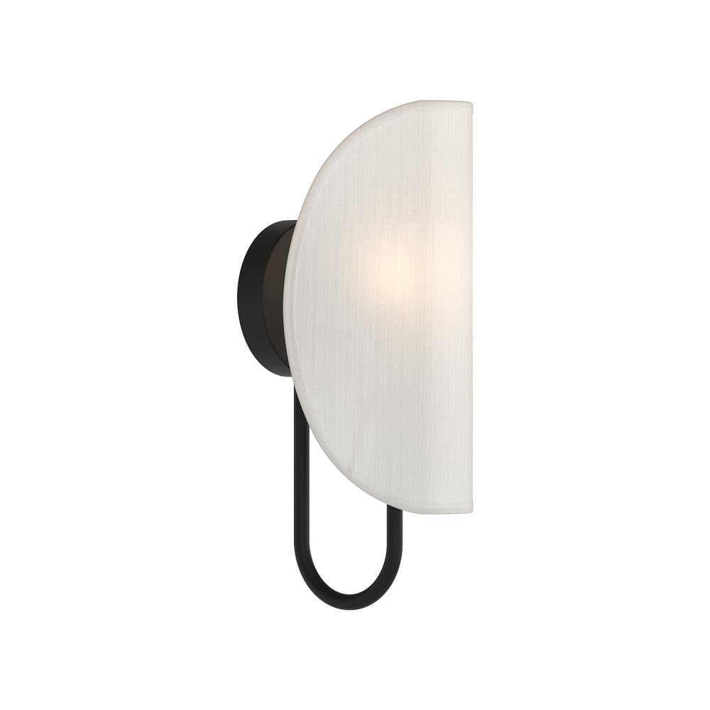 ALORA MOOD Lighting Seno WV450706MBCW Wall/Vanity Light Fixture, UL Damp Rated, Matte Black/White Cotton Fabric