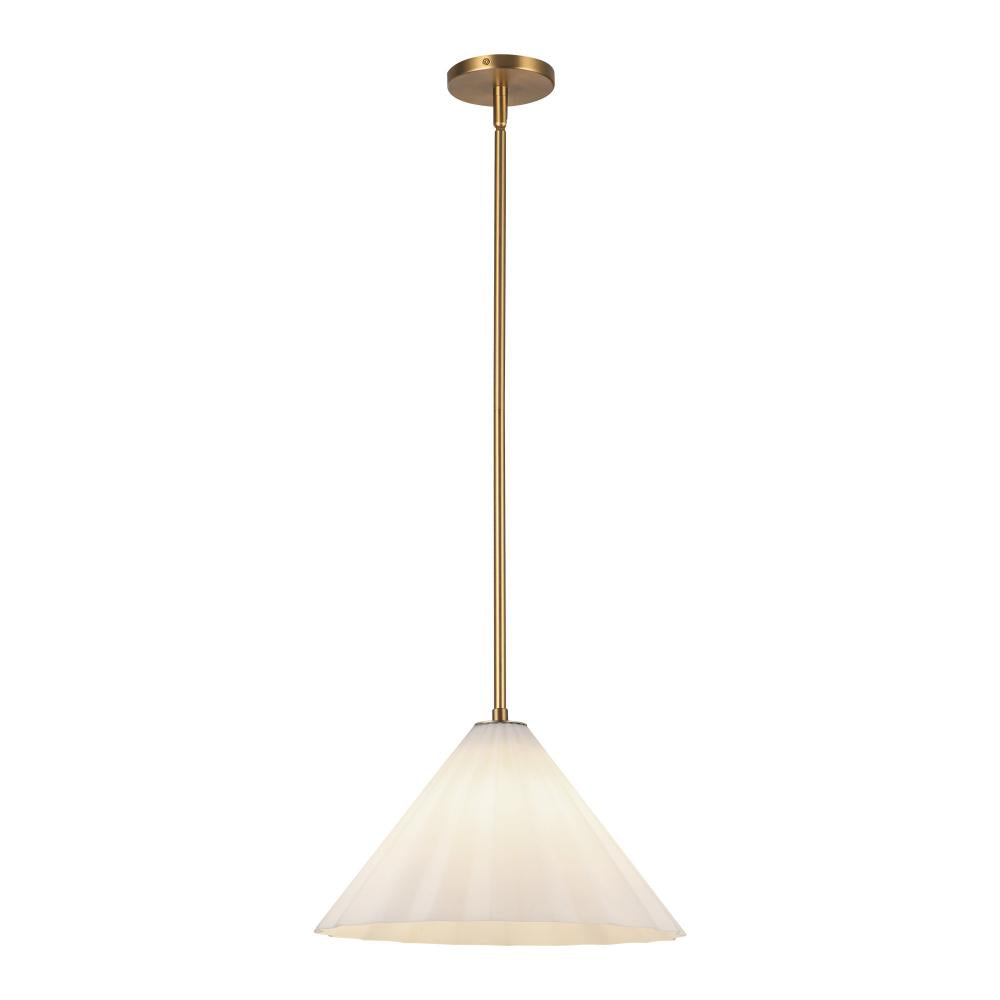 ALORA MOOD Lighting PD451814AGOP Pendant, 1 Light, Aged Brass/Opal Glass
