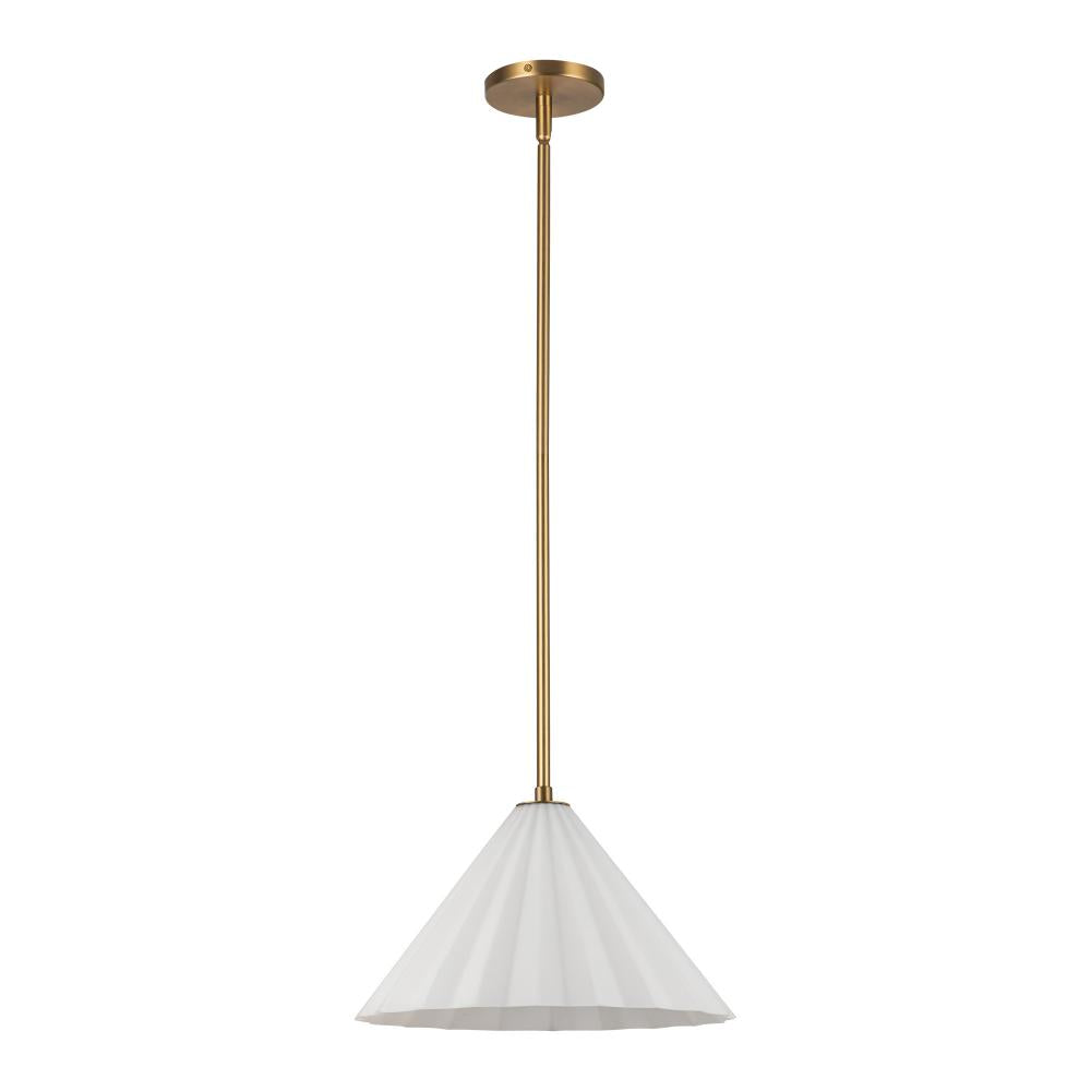 ALORA MOOD Lighting PD451814AGOP Pendant, 1 Light, Aged Brass/Opal Glass