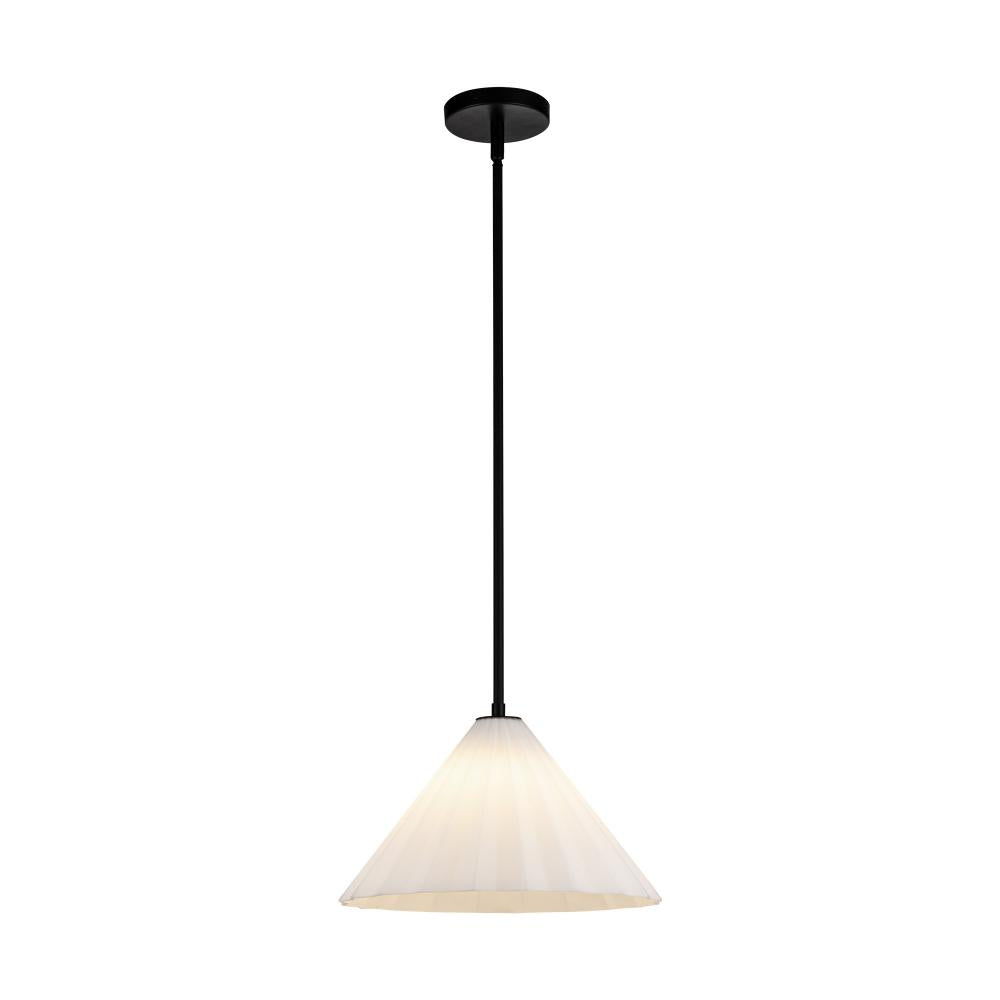 ALORA MOOD Lighting PD451814MBOP Pendant, 1 Light, Matte Black/Opal Glass