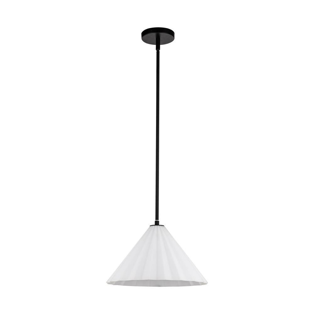 ALORA MOOD Lighting PD451814MBOP Pendant, 1 Light, Matte Black/Opal Glass