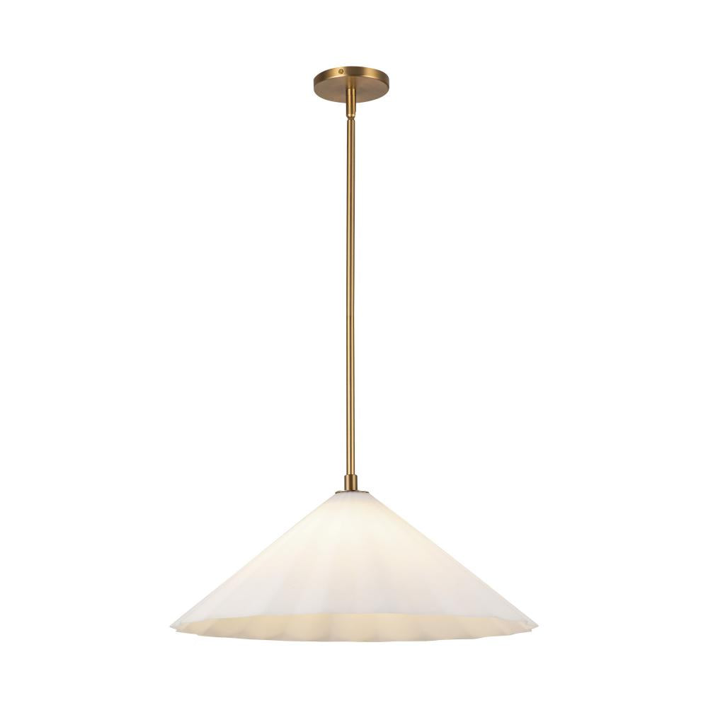 ALORA MOOD Lighting PD451820AGOP Pendant, 1 Light, Aged Brass/Opal Glass