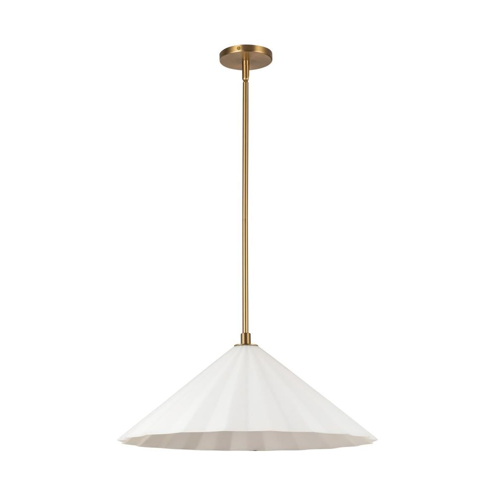 ALORA MOOD Lighting PD451820AGOP Pendant, 1 Light, Aged Brass/Opal Glass