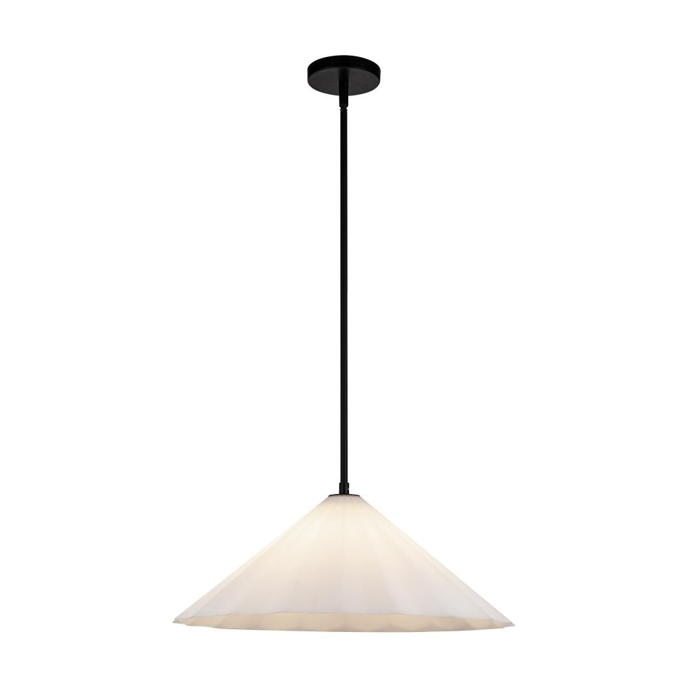 ALORA MOOD Lighting PD451820MBOP Pendant, 1 Light, Matte Black/Opal Glass
