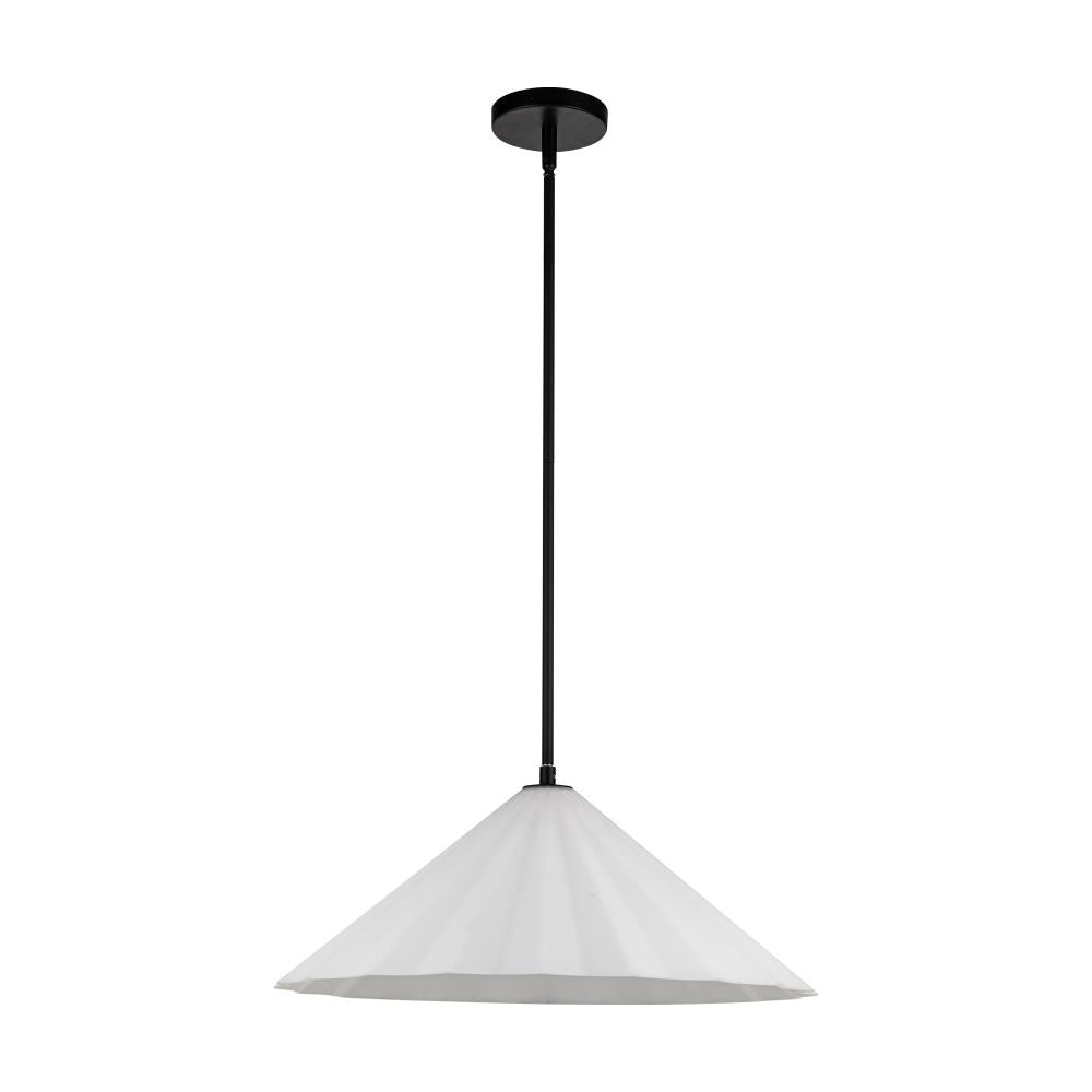 ALORA MOOD Lighting PD451820MBOP Pendant, 1 Light, Matte Black/Opal Glass