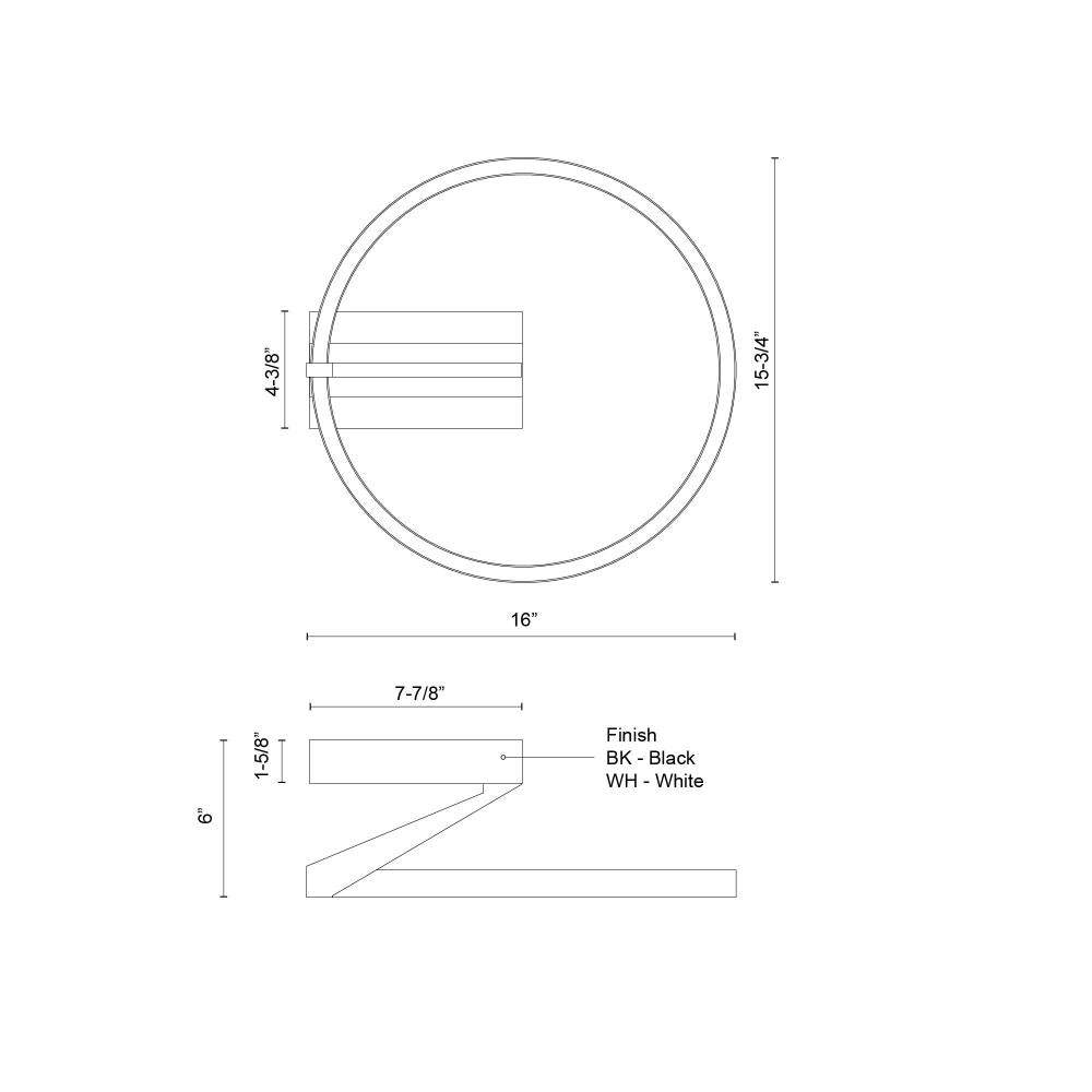 Kuzco Roda SF27716-WH-3WCCT-UNV Semi-Flush Mount, LED, White