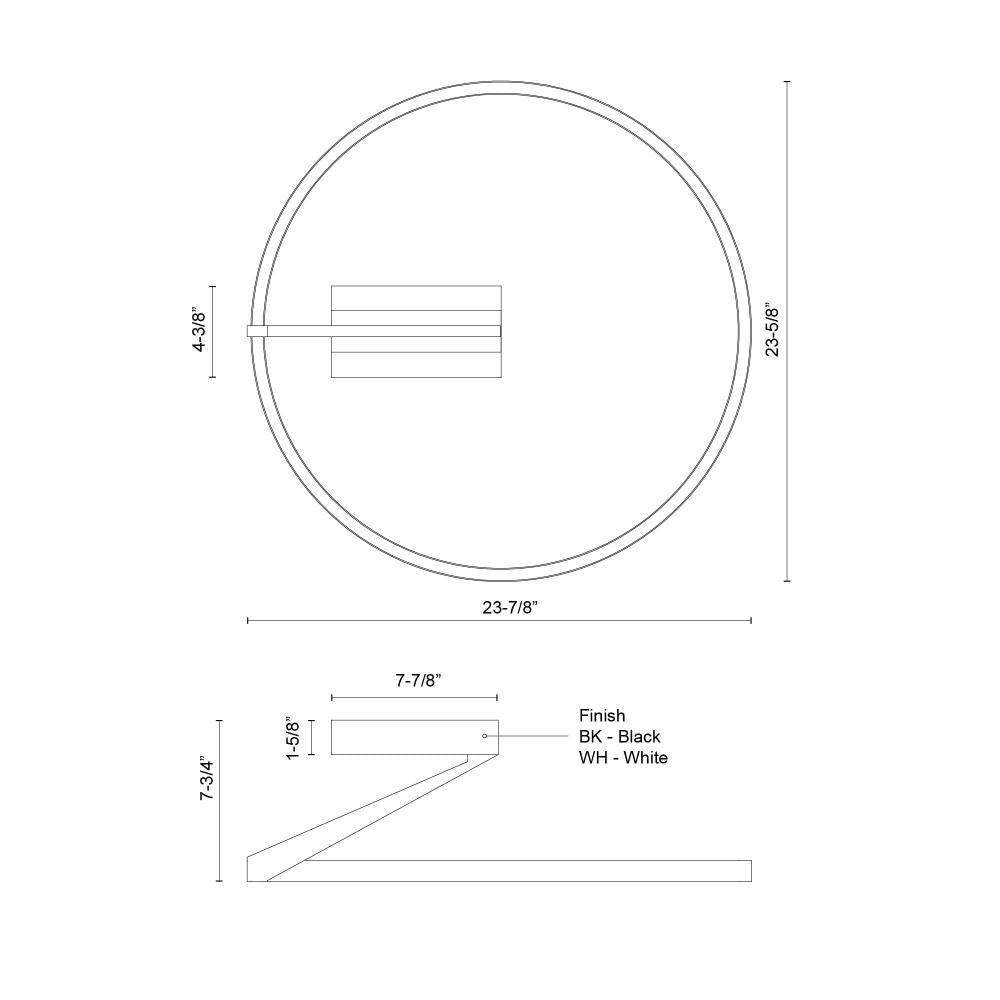 Kuzco Roda SF27724-WH-3WCCT-UNV Semi-Flush Mount, UL Listed, White