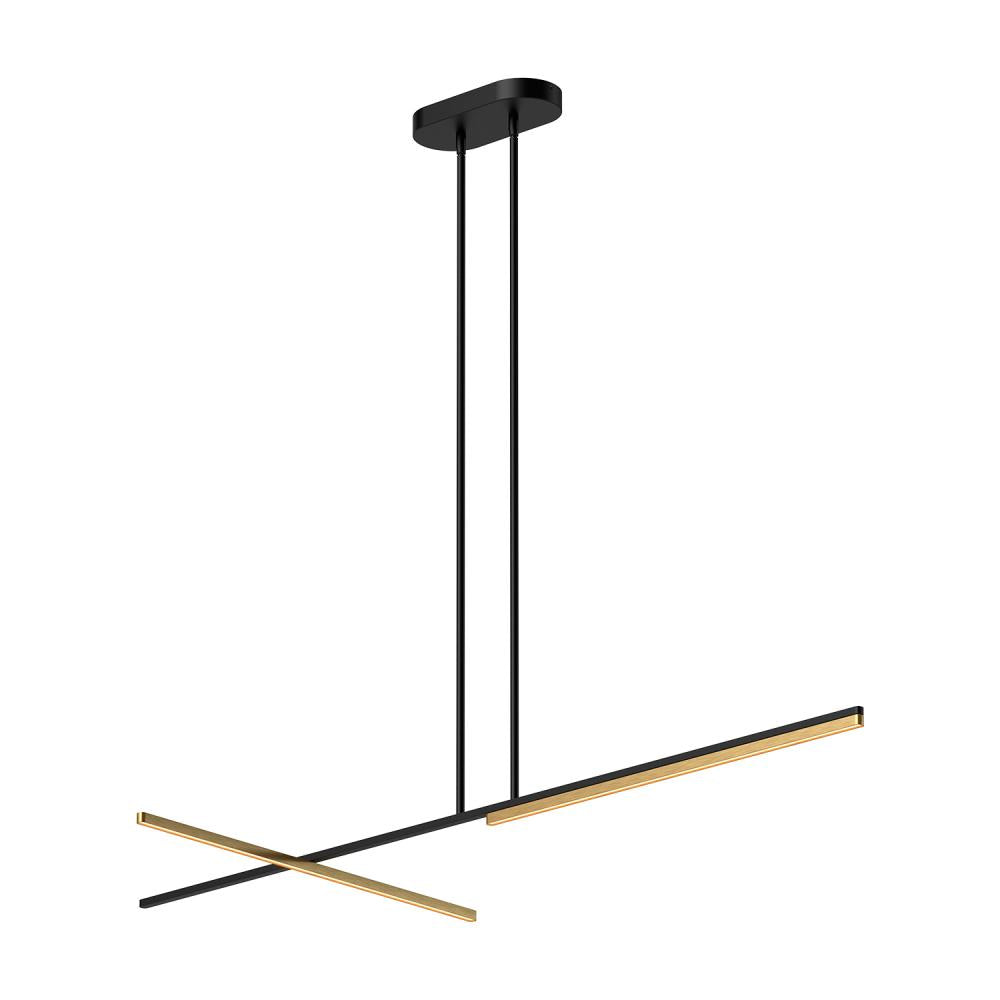 Kuzco Lighting LP28760-BK/BG Linear Pendant, UL Damp Rated, Black/Brushed Gold