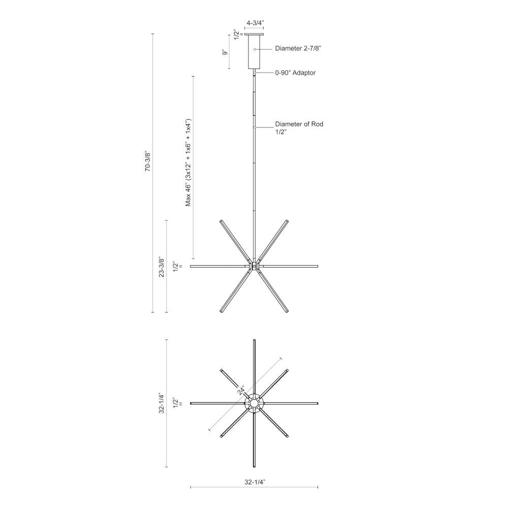 Kuzco Lighting CH14232-BN Sirius Minor 32-in Chandelier, UL Listed, Brushed Nickel