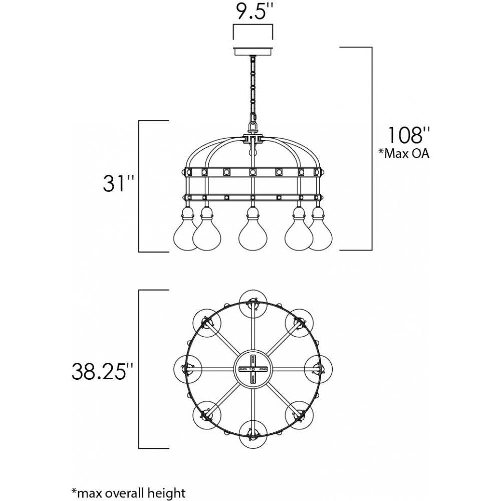38 Inch Suspension Pendant – Blacksmith - Alternate view