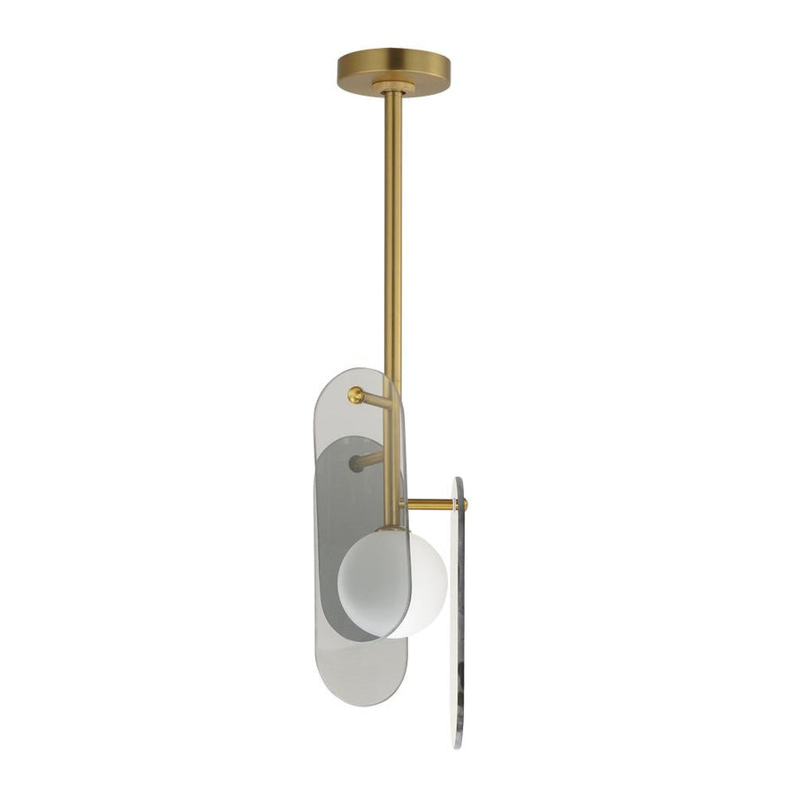 Studio M Lighting SM24811MSKNAB Megalith - Glass Megalith Stem Hung Pendant - Mirror Smoke
