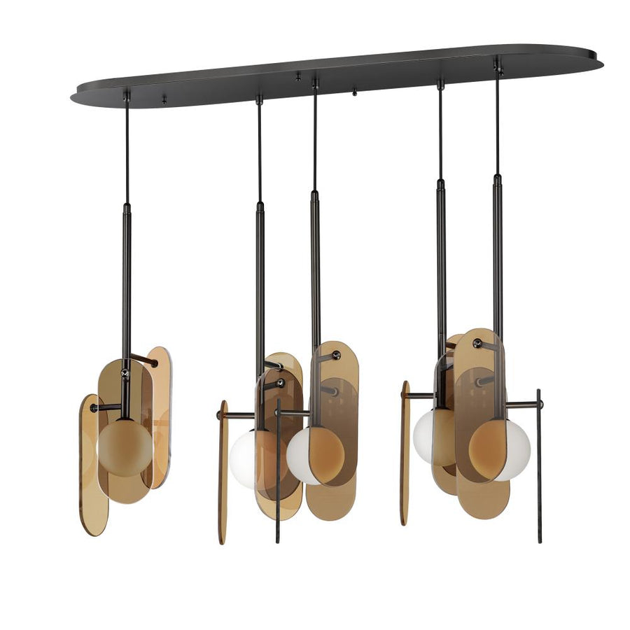 Studio M Lighting SM24815AMGM Megalith - Glass Megalith 5-Light Pendant - Amber