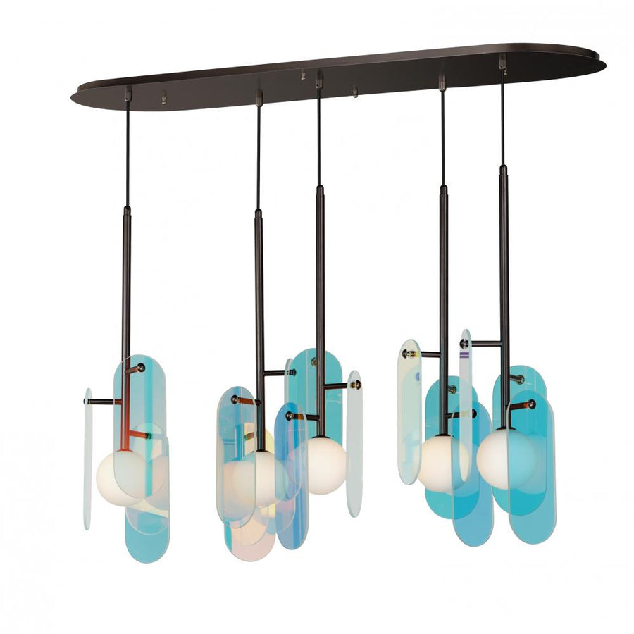 Studio M Lighting SM24815DCBBZ Megalith - Glass Megalith 5-Light Pendant Dichroic Glass