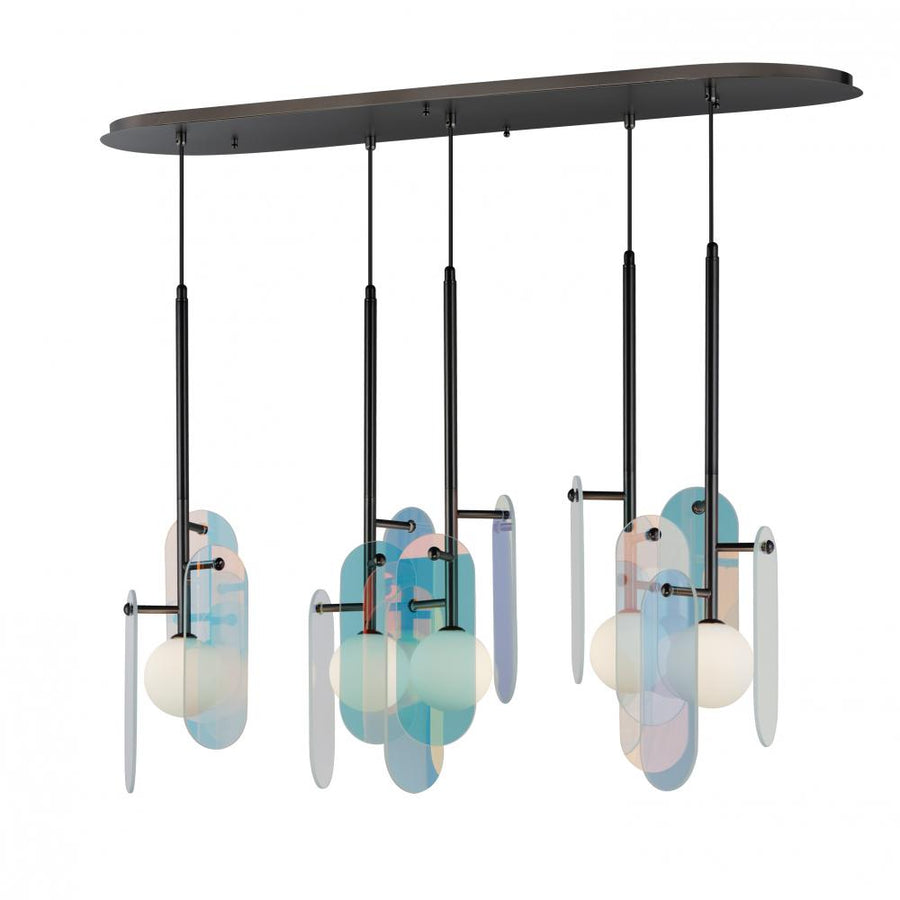 Studio M Lighting SM24815DCGM Megalith - Glass Megalith 5-Light Pendant Dichroic Glass