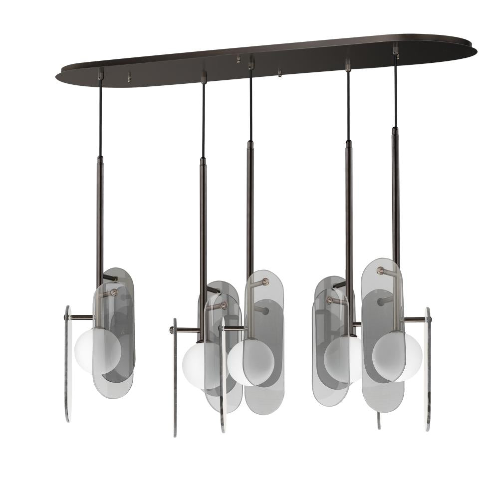 Studio M Lighting SM24815MSKBBZ Megalith - Glass Megalith 5-Light Pendant - Mirror Smoke