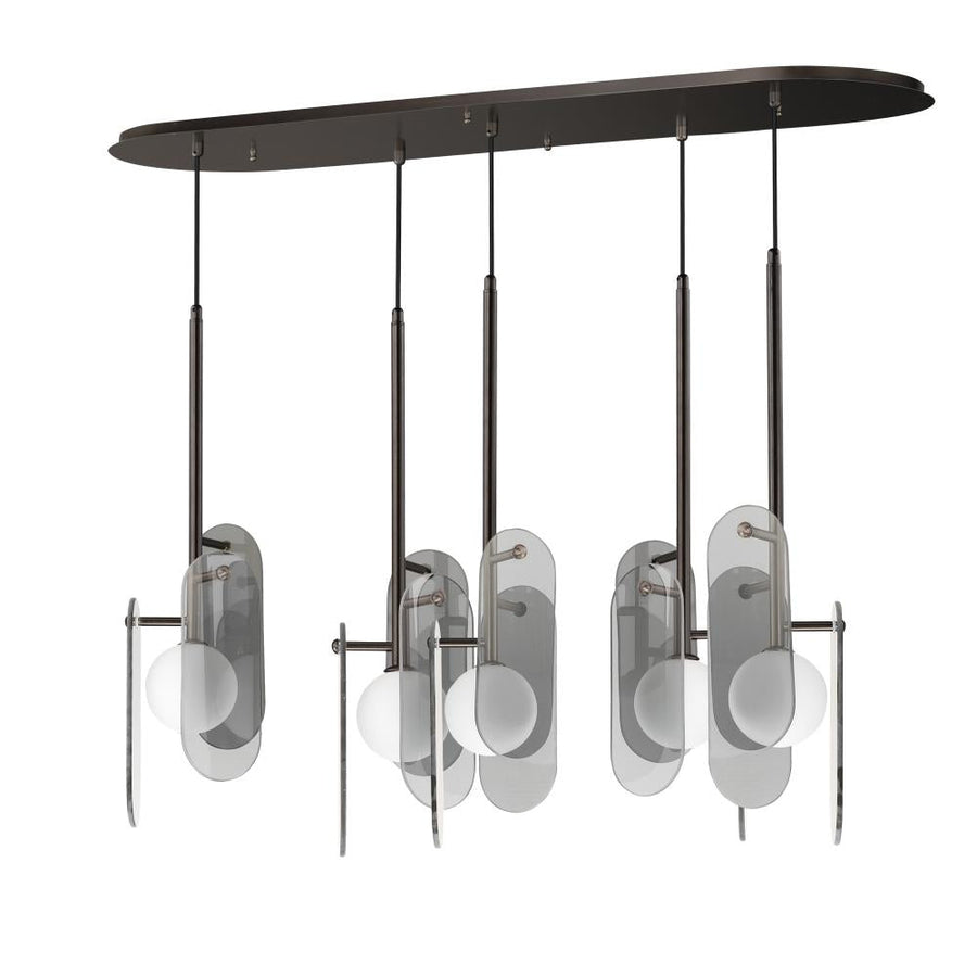 Studio M Lighting SM24815MSKBBZ Megalith - Glass Megalith 5-Light Pendant - Mirror Smoke