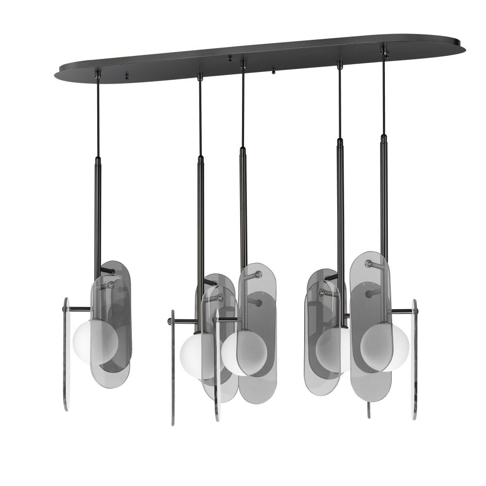 Studio M Lighting SM24815MSKGM Megalith - Glass Megalith 5-Light Pendant - Mirror Smoke