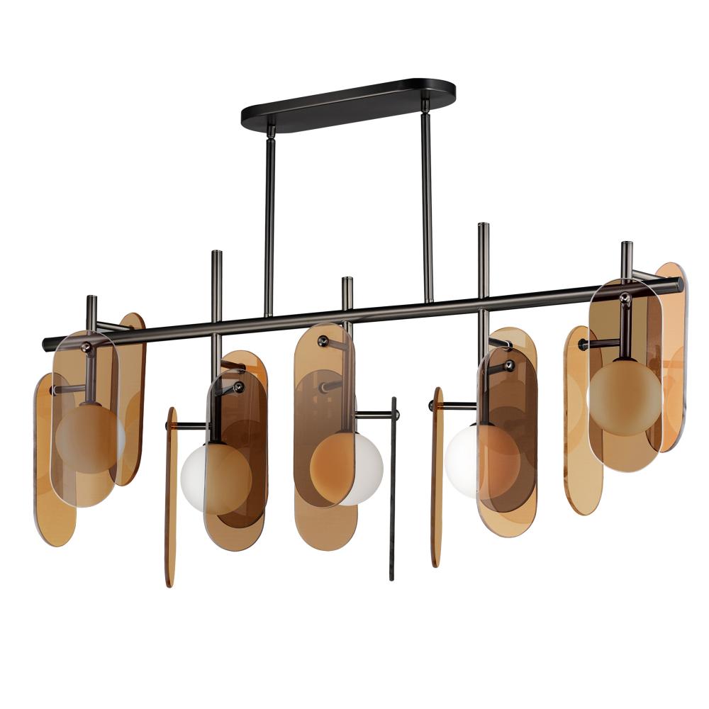 Studio M Lighting SM24825AMGM Megalith - Glass Megalith 5-Light Linear Pendant - Amber