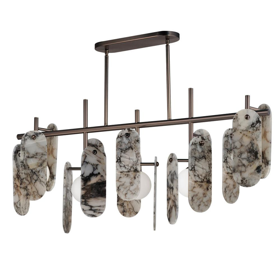 Studio M Lighting SM24825ARYBBZ Megalith - Stone Megalith 5-Light Linear Pendant - Striae Arya