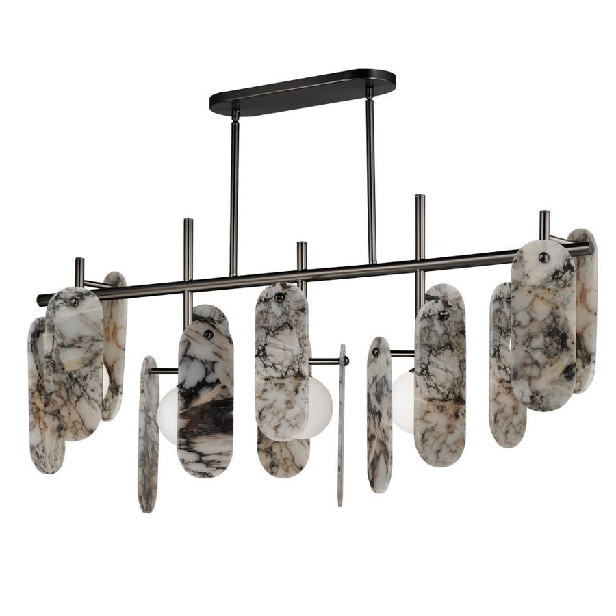 Studio M Lighting SM24825ARYGM Megalith - Stone Megalith 5-Light Linear Pendant - Striae Arya